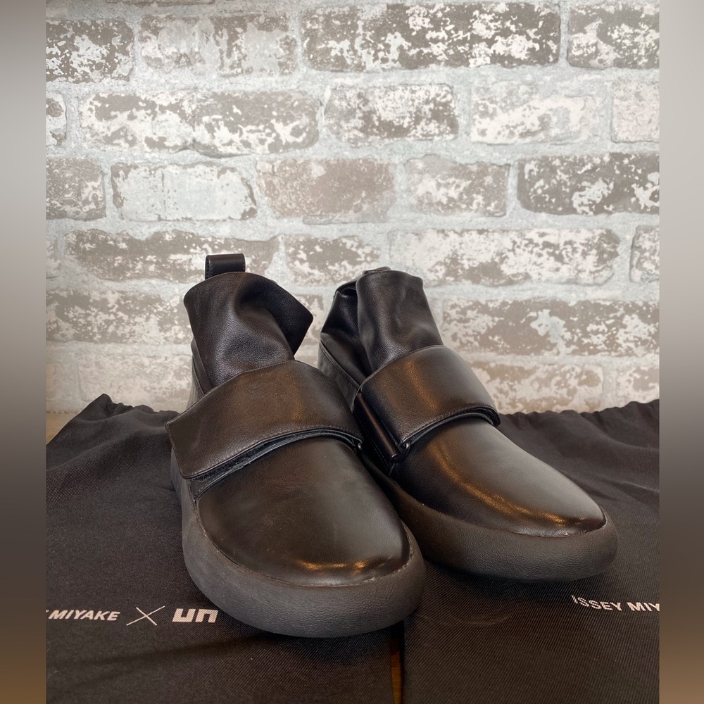 NEW Issey Miyake x United Nude Flux Black Leather Sneakers